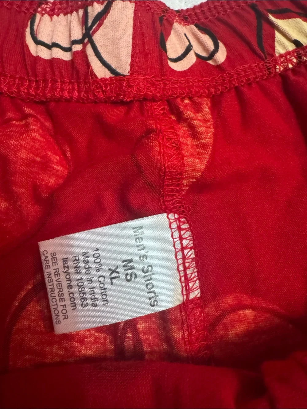 Lazy One Red Boxer Briefs with Pink and Cream Heart Print